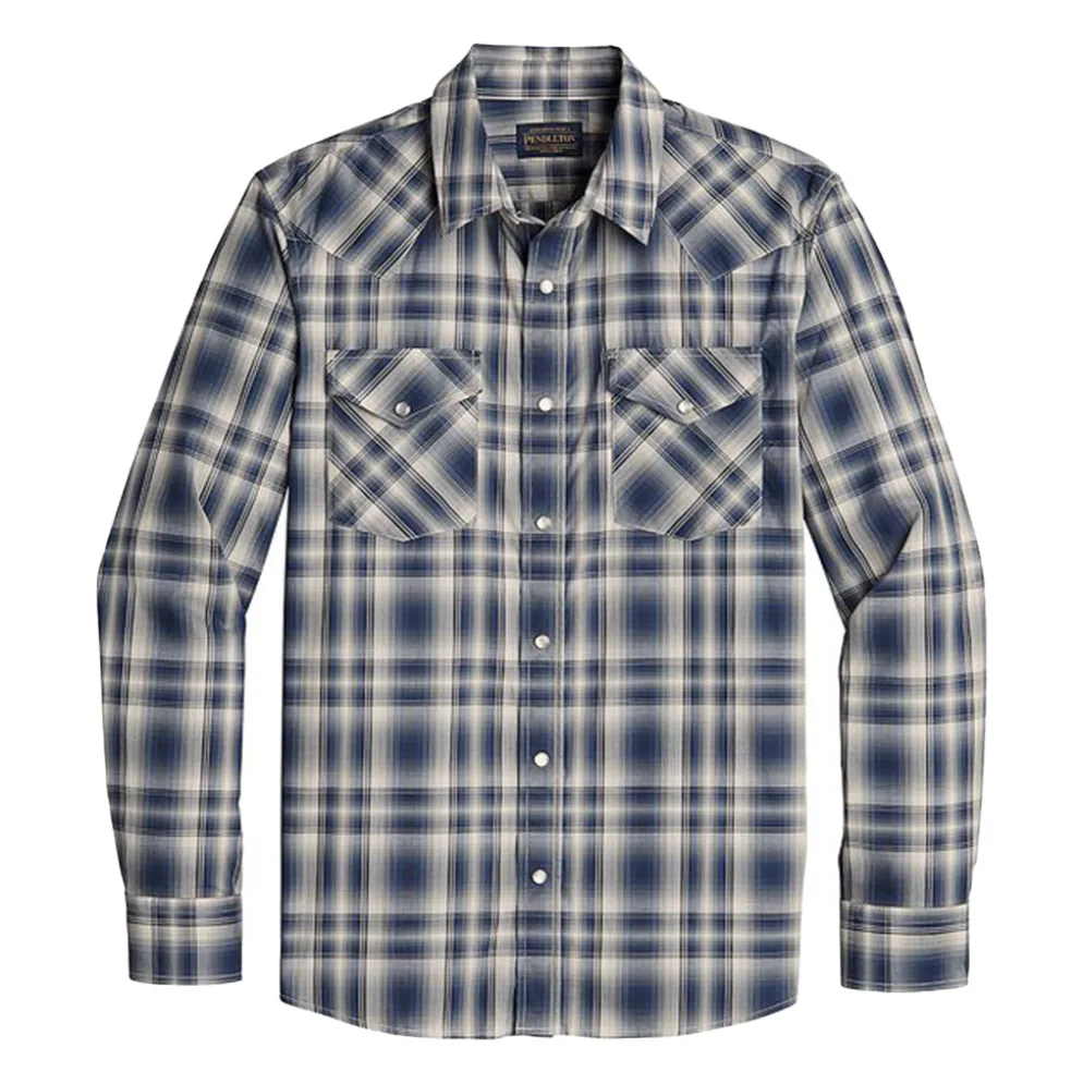 Bishop L/S Navy Ombre Plaid 22'