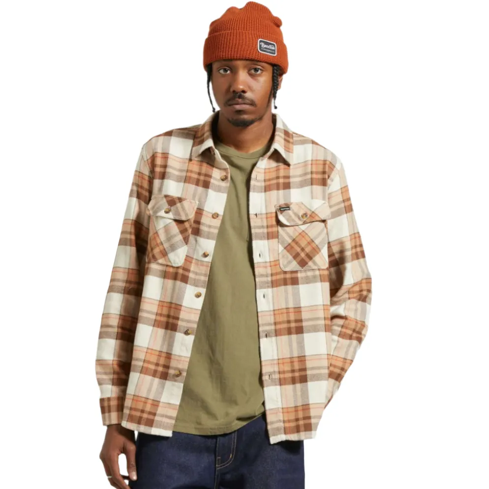 Bowery L/S Flannel Whitecap/Pinecone Brown/Burro