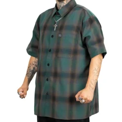 Checker S/S Flannel Shirt Black/Green