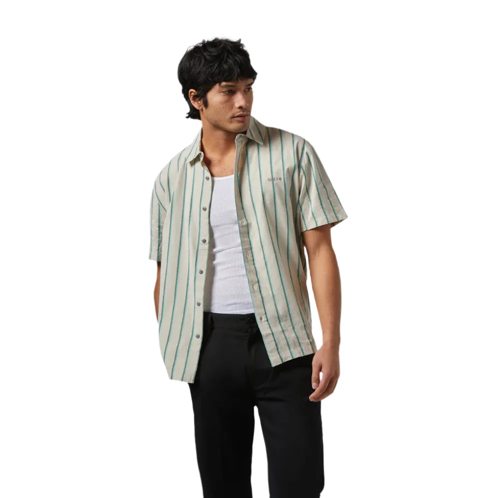 Cru Stripe SS Woven Beige/Pine Needle/Aquatic Green