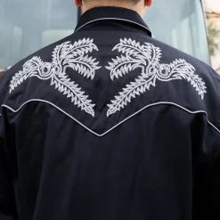 Embroidered Boot Stitch Long Sleeve Black