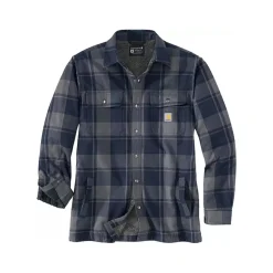 Flannel Sherpa Lined Shirt Jacket Navy