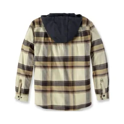 Fleece Lined Hooded Shirt Jacket Dark Brown
