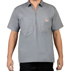 Half Zip Short Sleeve Light Grey