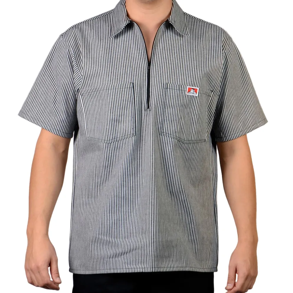 Half Zip Short Sleeve Stripe Black