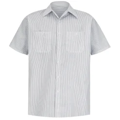 Industrial Stripe Work Shirt White/Charcoal Stripe