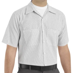 Industrial Stripe Work Shirt White/Charcoal Stripe