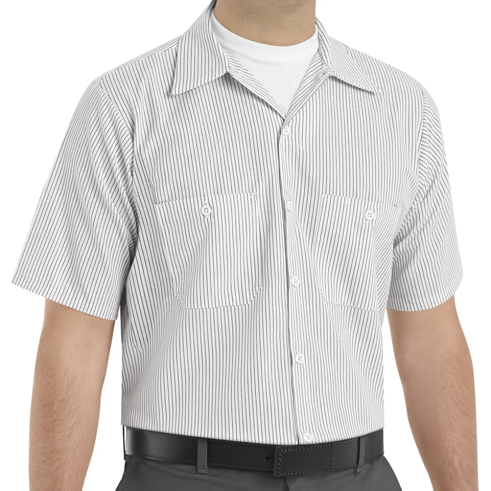 Industrial Stripe Work Shirt White/Charcoal Stripe