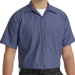 Industrial Work Shirt Blue/Charcoal Stripe