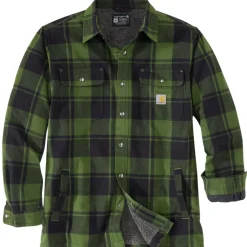 Relaxed Fit Flanel Sherpa-Lined Jacket Chive