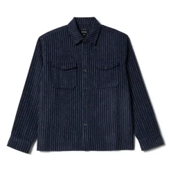 Selden Soft Brushed Flannel Mood Indigo Pinestripe