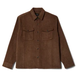 Selden Soft Brushed Flannel Pinecone Brown Pinstripe