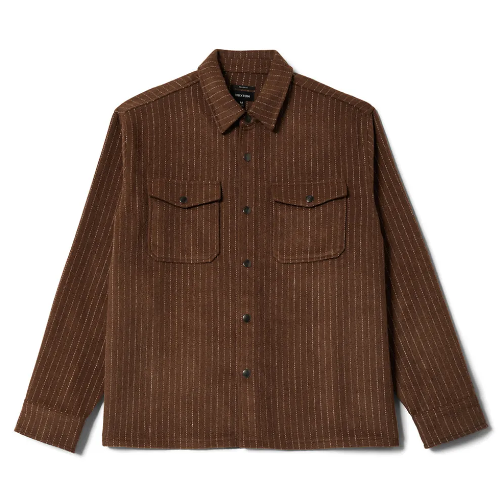 Selden Soft Brushed Flannel Pinecone Brown Pinstripe