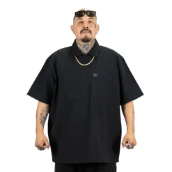 Short Sleeve Zip Shirt Black