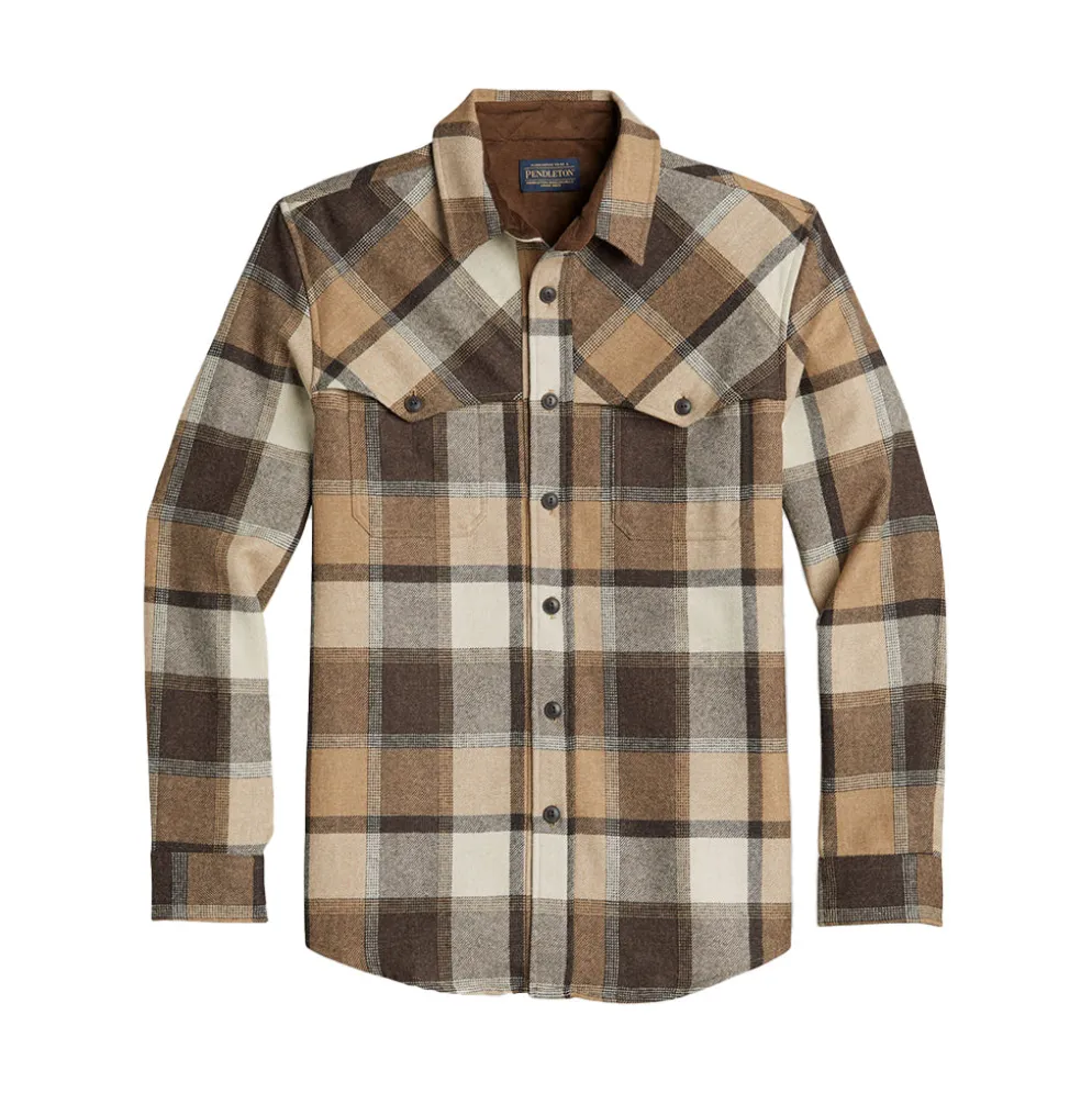 Weston Shirt Ivory/Brown Mix Block Plaid